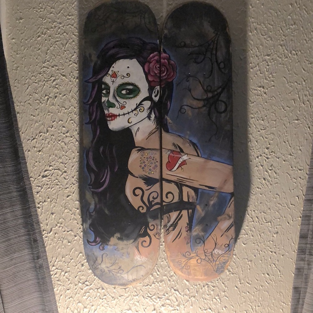 Hand painted skateboards